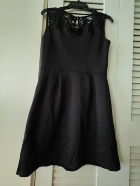 En Focus Studio black fit-and-flare dress
